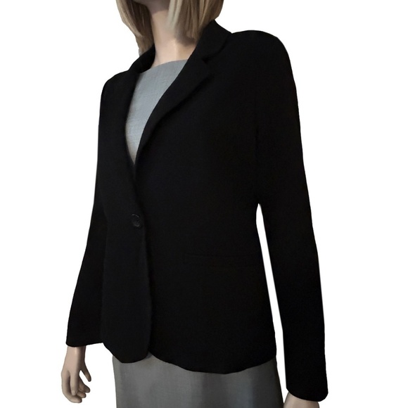 Nicole Miller Original Cardigan Blazer Cotton Boyfriend Jacket w/ Pockets Black - Picture 3 of 9